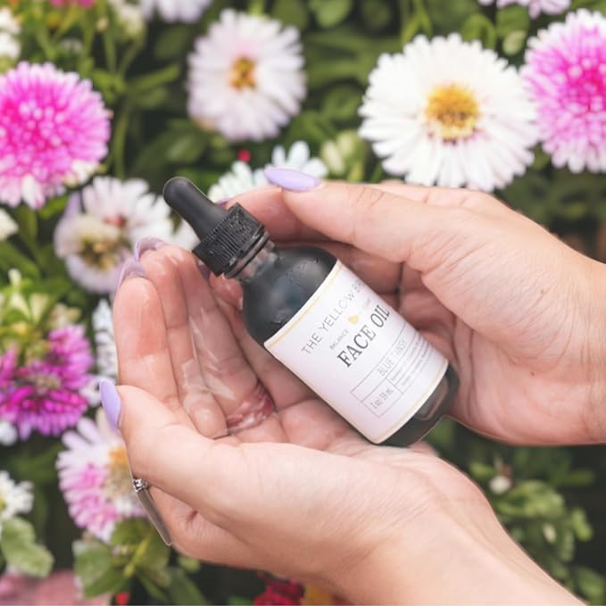 Yellow Bird Balancing Blue Tansy Face Oil 2 oz / 59 ml – Skin Glowing Serum. Collagen Support. Promotes Clear Skin Naturally. Wrinkle, Blemish & Pore Minimizer. Natural, Vegan Facial Moisturizer.-GlimoraGlow