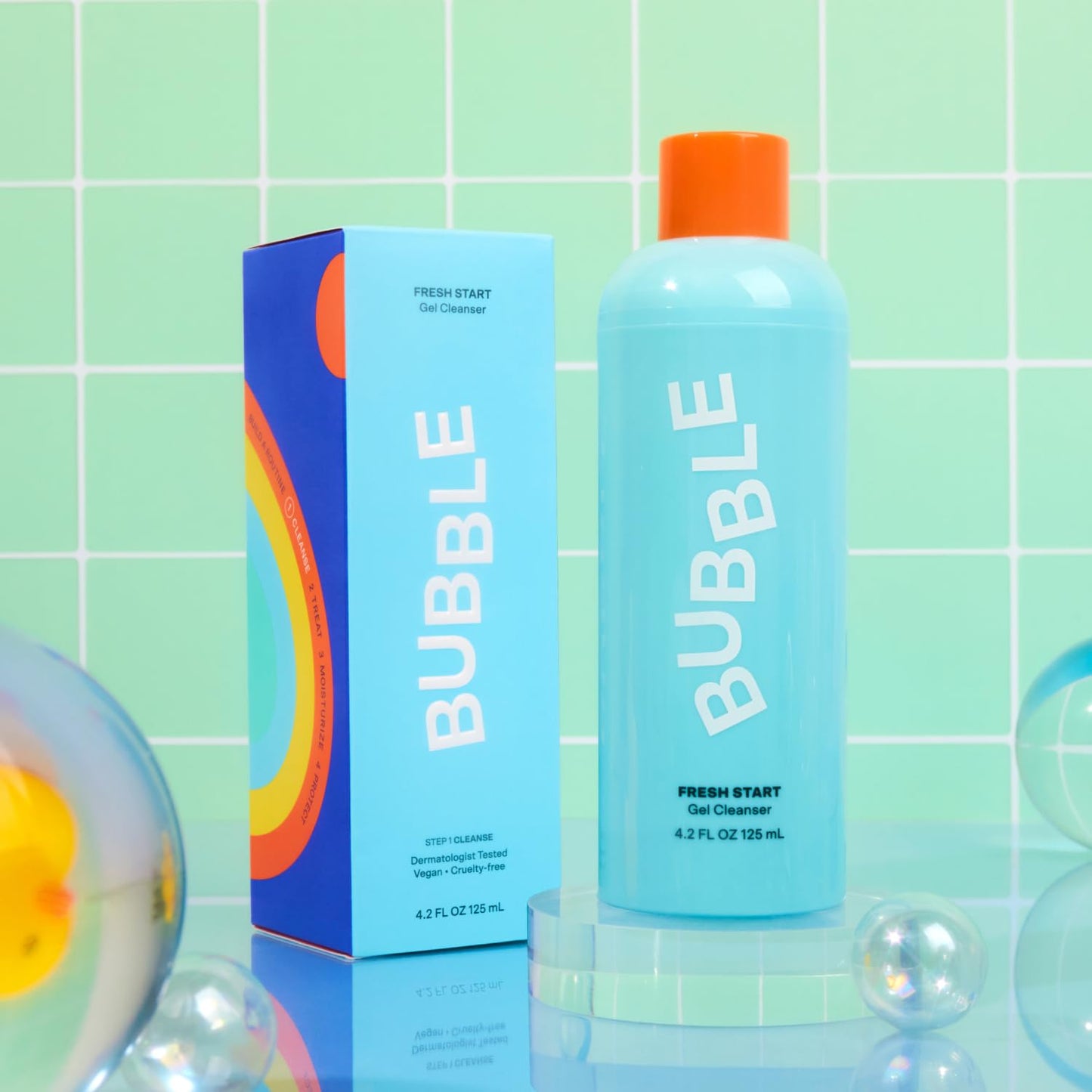 Bubble Skincare Fresh Start Gel Face Wash - Gentle PHA Exfoliating Facial Cleanser to Reduce Oil + De-Clog Pores - Daily Face Cleanser with Aloe Vera to Soothe Sensitive Skin - Vegan Skin Care (125ml)-GlimoraGlow