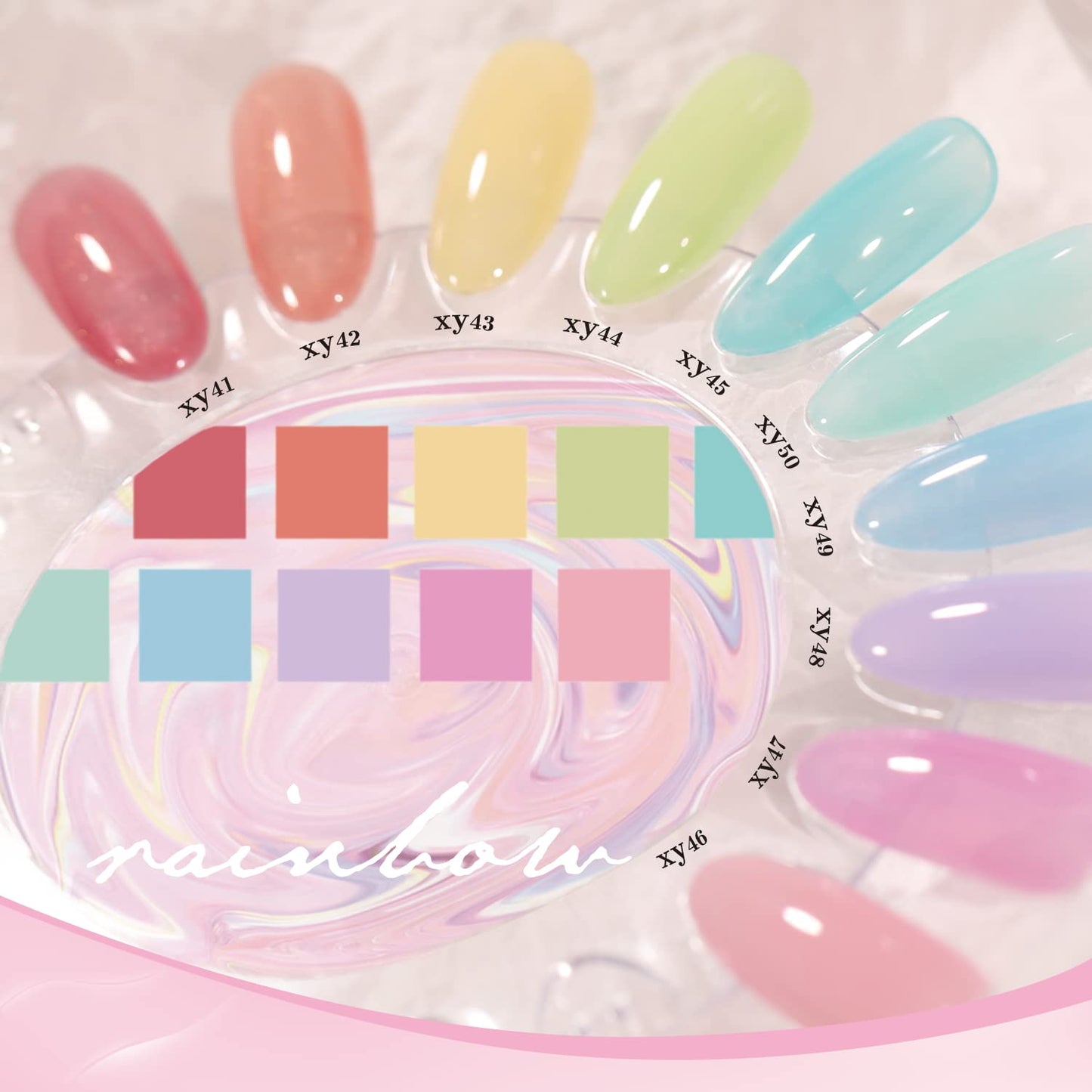 Jelly-Pastel Gel Nail Polish Set - 10 Pcs Pink Nude Gel Polish Set with Summer Yellow Blue Colors - DIY Soak Off Nail Lamp - Easter Decoration Gifts for Women - Manicure Kit-GlimoraGlow