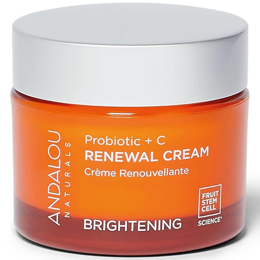 Andalou Naturals Probiotic + C Renewal Cream, Probiotic Plus C, Complexion Enhancing Face Moisturizer, Helps Promote Firmer Skin & More Even Skin Tone, Lightweight Hydrating Facial Moisturizer, 1.7 Oz-GlimoraGlow