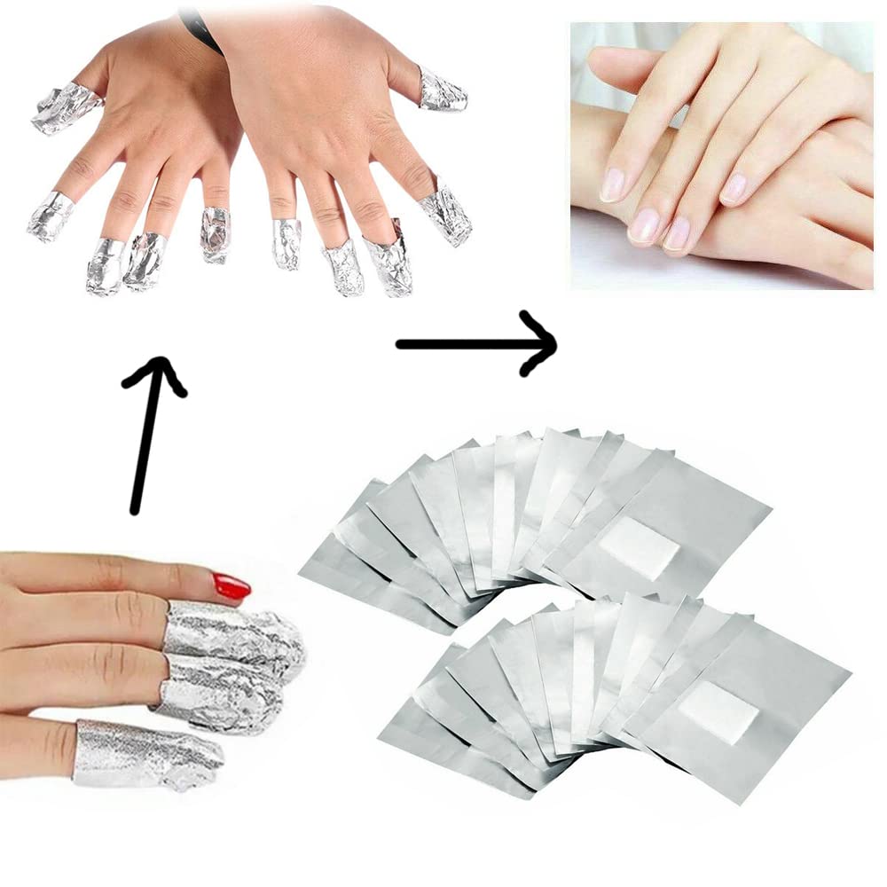 200Pcs Nail Polish Remover Gel Nail Foil Wraps Aluminium Soak Off Foils Cotton Pads Gel Nail Polish Wraps Removal Tool Finger Nail Polish Remover with Lint-Free Lager Cotton Pad-GlimoraGlow