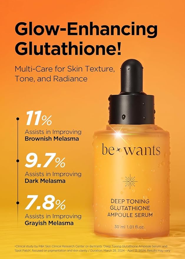 Bewants Deep Toning Glutathione Ampoule Serum | Korean Skincare with Vitamin C & Calendula Extract Oil, 1.01 fl.oz + 0.33 fl.oz (2 Pack)-GlimoraGlow
