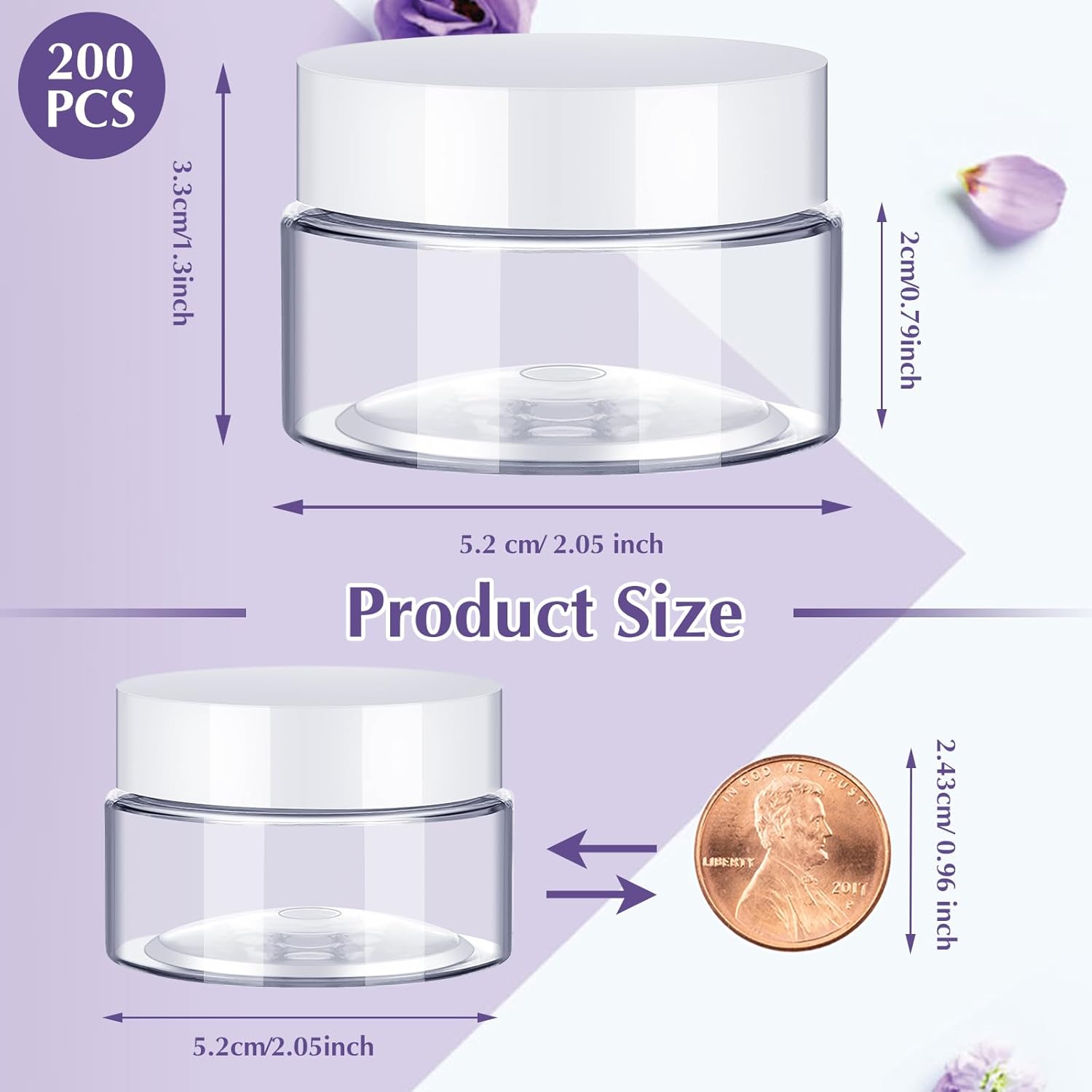 200 Pcs 1 oz Empty Bulk Plastic Container Jars with Lid Leak Proof Round Plastic Jars Small Cosmetic Travel Containers for Storage Makeup Creams Lotion Ointments, White-GlimoraGlow