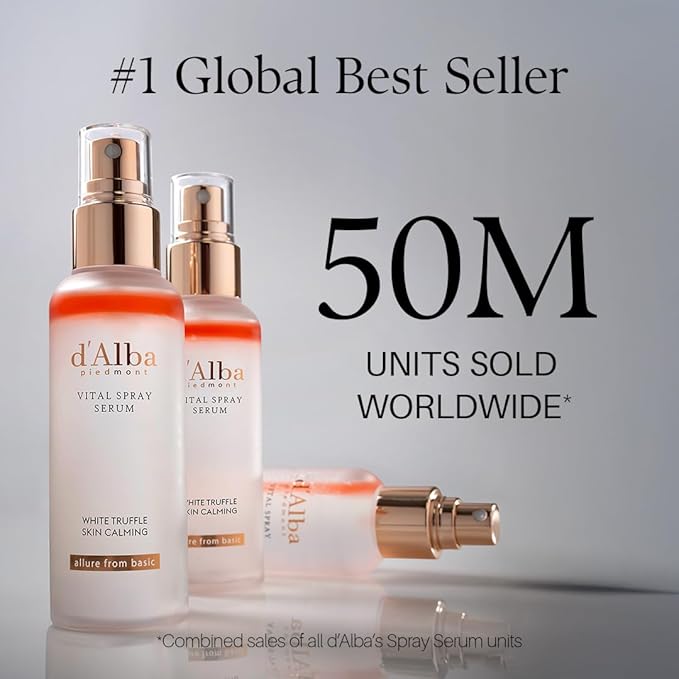 d'alba Piedmont Italian White Truffle Vital Spray Serum, Vegan Skin Care, Calming and Hydrating Facial Mist for Red and Sensitive Skin, Glow Serum, Surfactant Free, All in One, Korean Skin Care-GlimoraGlow