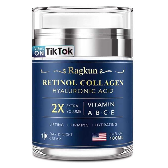 Retinol Cream for Face, Collagen Neck Creams for Tightening and Firming, Anti Aging Day & Night Facial Moisturizer for Women & Men, Instant Face Lift Wrinkle Cream 3.4 fl. oz.-GlimoraGlow