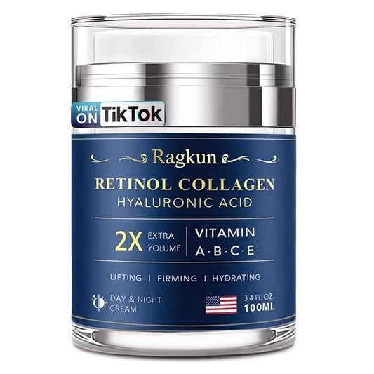 Retinol Cream for Face, Collagen Neck Creams for Tightening and Firming, Anti Aging Day & Night Facial Moisturizer for Women & Men, Instant Face Lift Wrinkle Cream 3.4 fl. oz.-GlimoraGlow