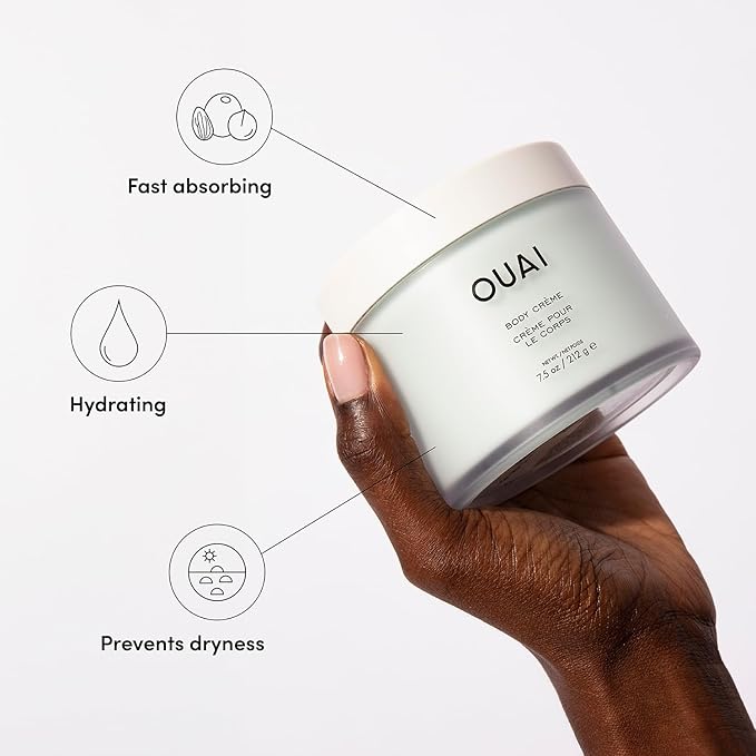 OUAI Body Cream, Shibuya - Hydrating Whipped Body Cream with Cupuaçu Butter, Coconut Oil and Squalane - Softens Skin and Delivers Healthy-Looking Glow - Sulfate Free Skin Care (7.5 Oz)-GlimoraGlow