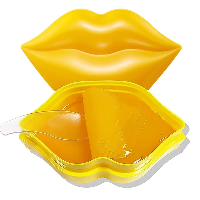 20Pcs Moisturizing Lip Mask, Restores Moisture Lip Care Mask for Dry Lips and Lip Lines Lips Overnight Lip Care, Gel Treatment Lip Masks Plumping Lips Mask (Yellow)-GlimoraGlow