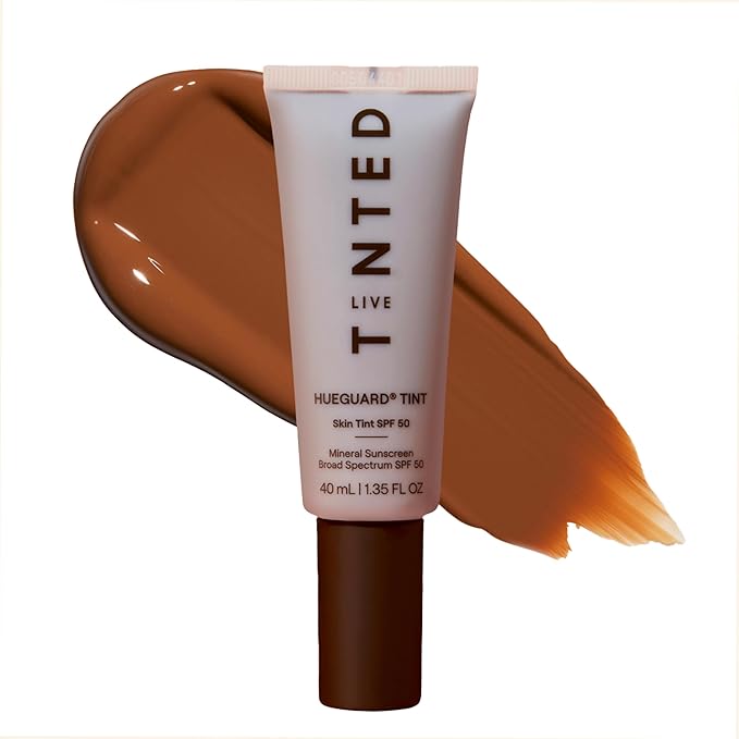 Live Tinted Hueguard Skin Tint SPF 50 - Tinted Mineral Sunscreen with Light-Medium Buildable Coverage With a Hydrating and Radiant Finish - Water and Sweat Resistant, 1.35 fl oz - Shade 03-GlimoraGlow
