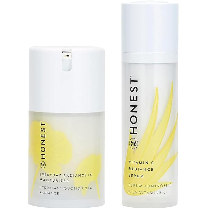Honest Beauty Get Glowing Bundle | Vitamin C Radiance Brightening Serum + Everyday Moisturizer | Improves Skin Tone | Vitamin C + Pearl | EWG Verified + Cruelty Free | 1 fl oz, 1.7 fl oz-GlimoraGlow