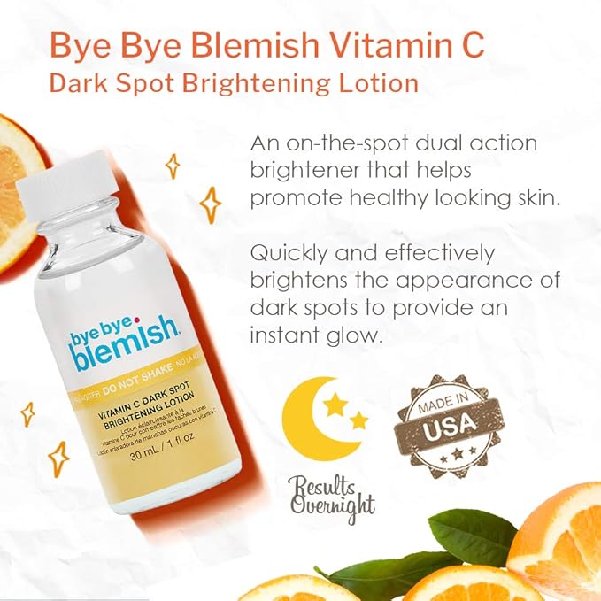 Bye Bye Blemish Dark Spot Lotion Vitamin C | Assists with Drying Blemishes And Brightening Skin | Fast Acting Solution | 1 Fl. Oz.-GlimoraGlow