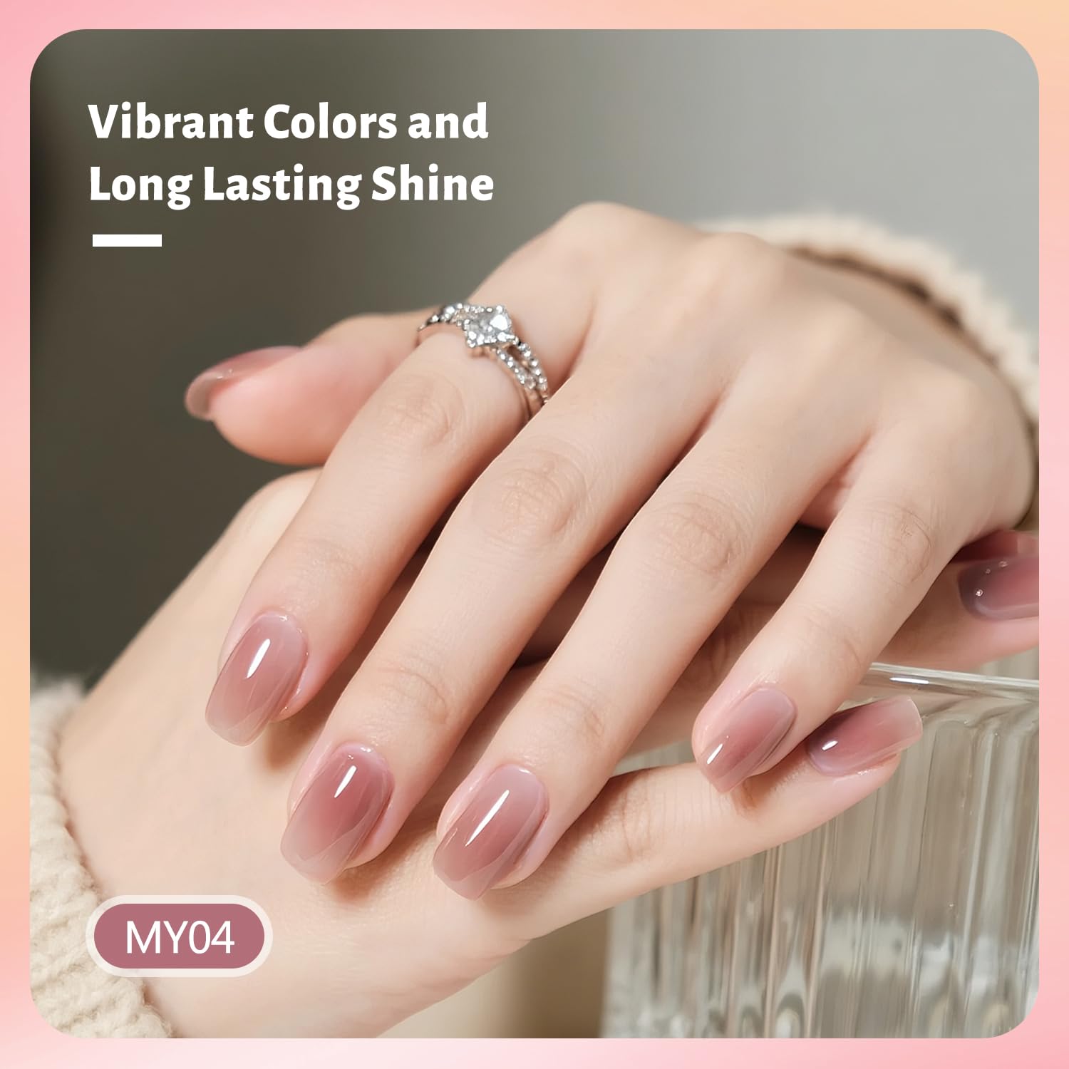 Jelly Nail Polish Set, 10 Color With 2PCS Base and Top Coat Quick Drying High Gloss Shine Jelly Nail Polish Translucent Amber Gray Red Nude Color Holiday Gift Giving-GlimoraGlow