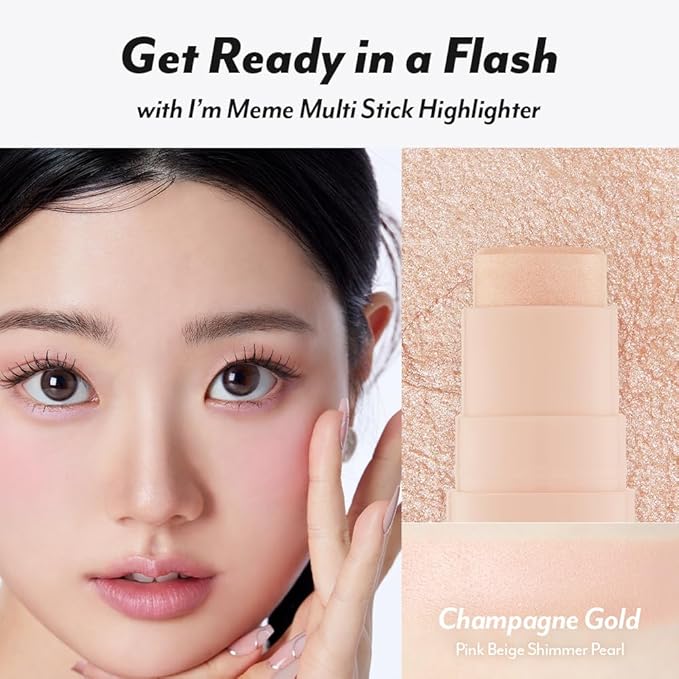 I'm Meme Highlighter Stick for Face - I'm Multi-stick | Daily Use, Buildable, Portable, Easy Blending Matte Finish, 001 Champagne Gold, 0.25 Oz-GlimoraGlow