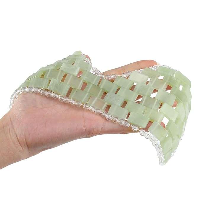 Jade Eye Mask 100% Natural Real Jade Stone Reusable Eye Mask for Hot & Cold Anti Aging，Headache and Migraine Relief Jade Mask for Women Men (Light green jade)-GlimoraGlow