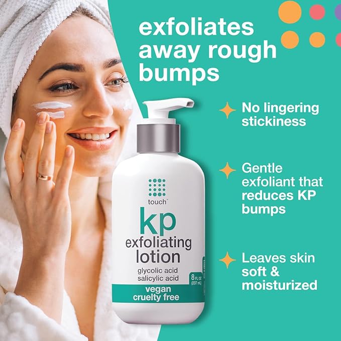 TOUCH Glycolic Acid Lotion for Keratosis Pilaris - KP Exfoliating Body Lotion Moisturizer - for AHA BHA Rough & Bumpy Skin- Gets Rid of Redness - 8 Fl Oz-GlimoraGlow