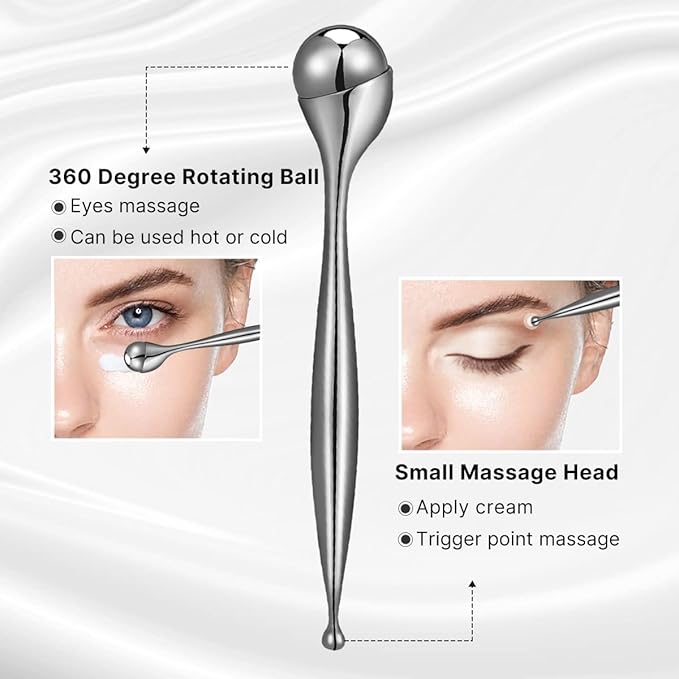 2-in-1 Eye Cream Applicator and Ice Roller, Face Massager Tool for Puffiness, Eye Bags, Muscle Ache-GlimoraGlow