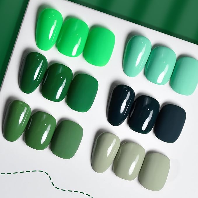 JODSONE 10ml Green Gel Nail Polish 6Pcs Gel Nail Polish Set All Seasons Neutral Soak off U V Lamp Manicure Set for Nail Art Collection St. Patrick's Day Gift for Her-GlimoraGlow