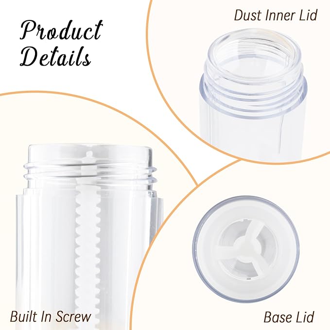 12 Pieces 15g Clear Plastic Deodorant Containers,Empty 1/2 oz Travel Lip Balm Tubes,Refillable Twist-UP Solid Perfume Tubes,Lipstick Tubes for DIY-GlimoraGlow