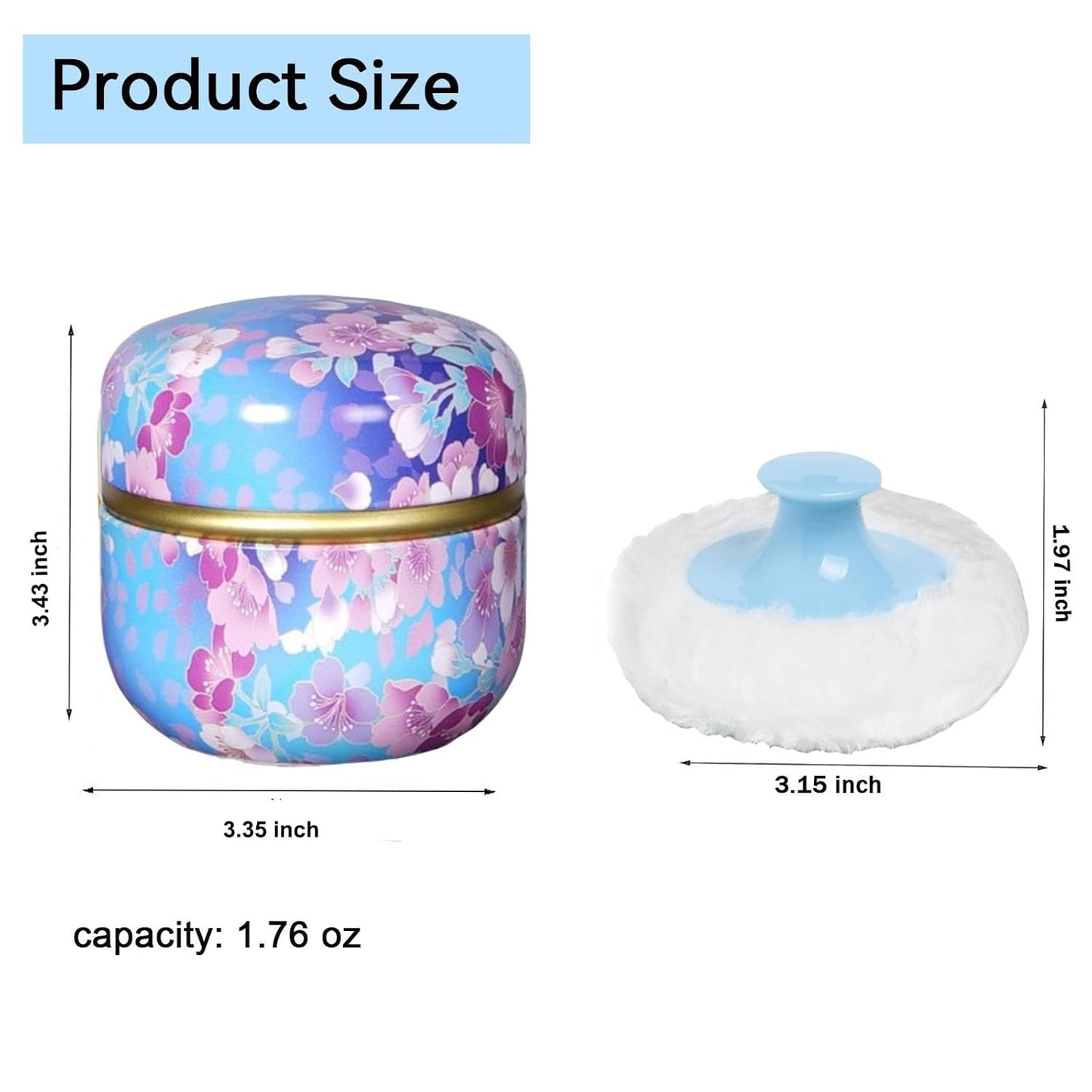 Body Powder Puff and Container, 3.35" Portable Dusting Powder Container with Soft Puff Loose Powder Case Box Jar with Lids for Baby Women Home and Travel Use-GlimoraGlow