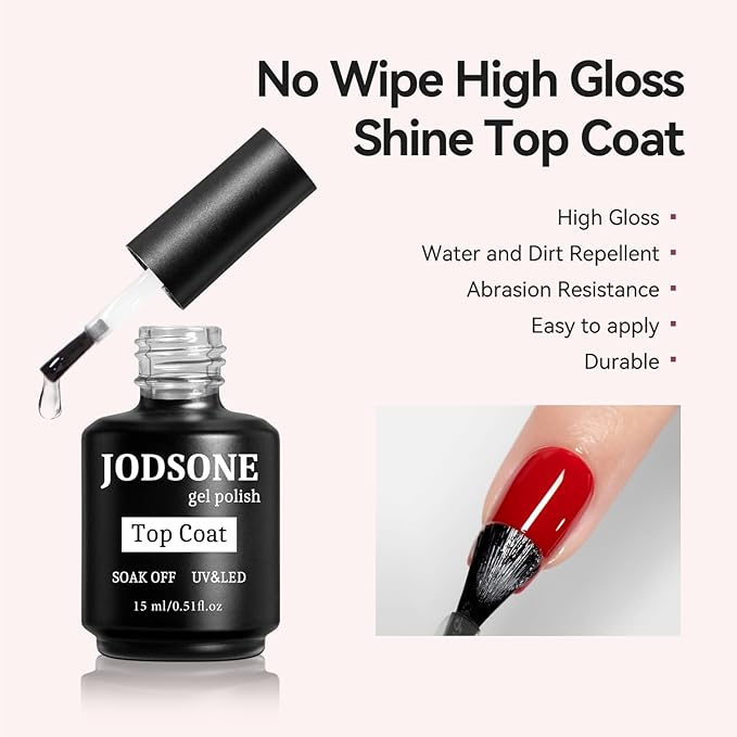 JODSONE 3 Bottles of Top Coat Matte Top Coat Base Coat Set Soak off Salon Use Home DIY Nail Gel-GlimoraGlow