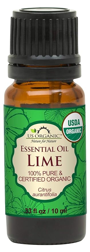 US Organic Lime Essential Oil - Certified Organic, Steam Distilled - W/Euro droppers (More Size Variations Available) (10 ml / .33 fl oz)-GlimoraGlow