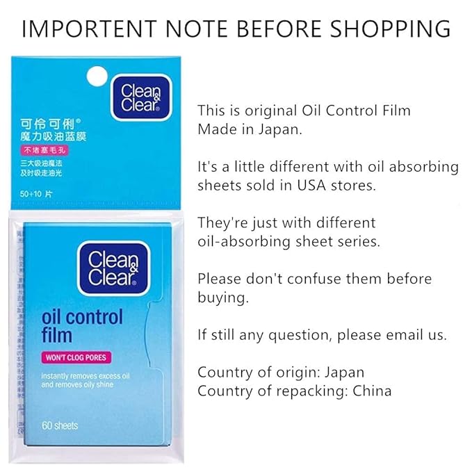 Oil Blotting Sheets From China Replacment for Clean&Clear Oil Absorbing Sheets,2 Pack(total 120sheets) Oil Control Film for Face,High-performance Handy Face Blotting Paper for Oily Skin-GlimoraGlow