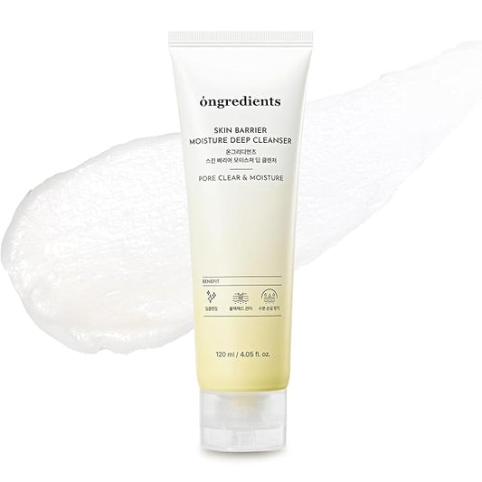 ONGREDIENTS Skin Barrier Moisture Deep Cleanser | Daily Face Wash for All Types | Centella, Peptide, AHA, LHA, Hydrating, Soothing, Pore Tightening | Vegan, Korean Skin Care 4.06 fl Oz-GlimoraGlow