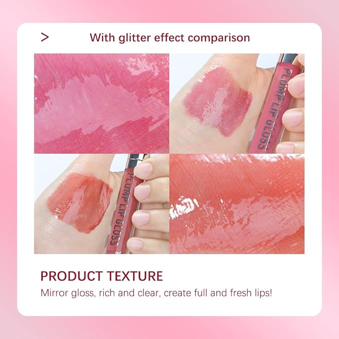 ibcccndc Lip Plumper Plumping Lip Gloss Hydrating Nourishing Lip Oil Red Liquid Lipstick Lip Care Products Mineral Oil Clear Lipgloss (5)-GlimoraGlow
