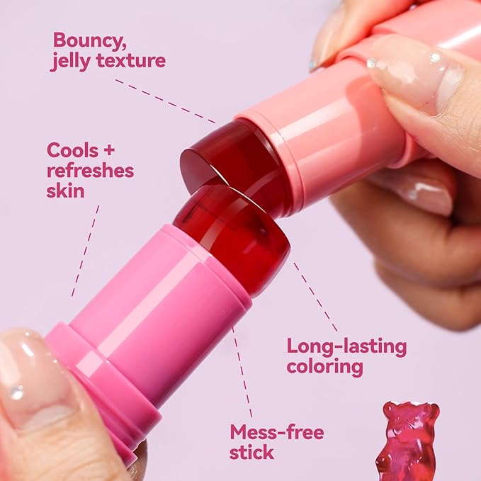 2 Pcs Milk Jelly Blush, Milk Cooling Water Jelly Tint, Vivid Color Water Jelly Tint Milk Blush, Sheer Eye Lip & Cheek Stick Stain, Long Wearing, Watercolor Finish Lip Gloss for Women, 01&02-GlimoraGlow