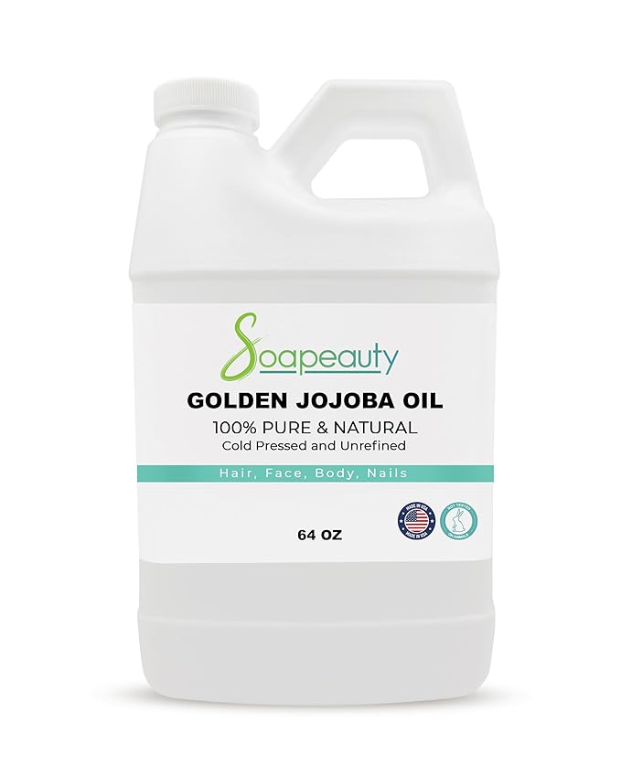 Soapeauty Golden Jojoba Oil | 100% Pure & Natural | Unrefined, Cold Pressed, Hexane Free | Moisturizing Oil for Skin, Face, Hair & Nails - 64 Fl Oz-GlimoraGlow