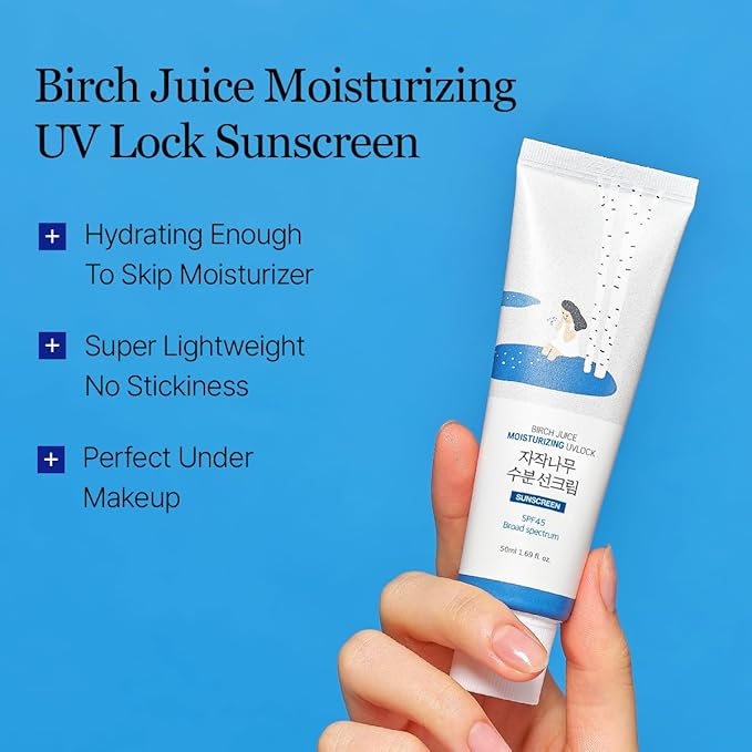 ROUND LAB Birch Juice Moisturizing UV LOCK SPF 45 | NBC No1 SPF, Glow Sunscreen for Daily Skincare, Non-toxic, UV Protection, Lightweight, Oil-Free, Organic, Korean Sunscreen (1.69 Fl Oz)-GlimoraGlow