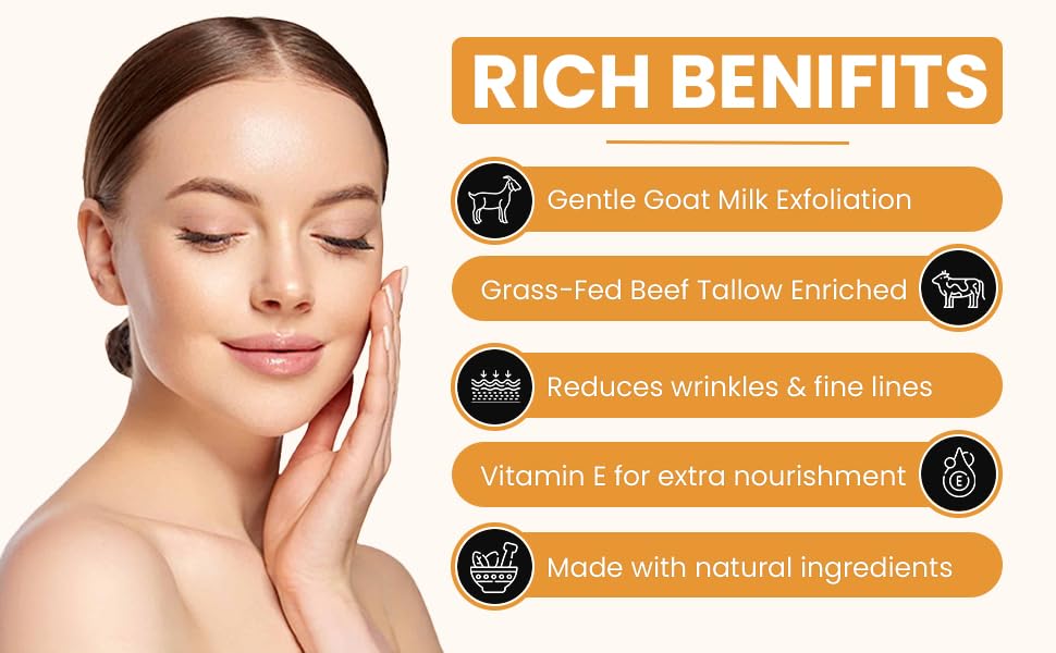 Grass Fed Beef Tallow & Goat Milk Body Lotion for Sensitive Skin, Organic Tallow Lotion - Soothes Dry Patches, Goat Milk Moisturizer - Handmade Tallow Body Lotion (UNSCENTED, 8 Oz)-GlimoraGlow