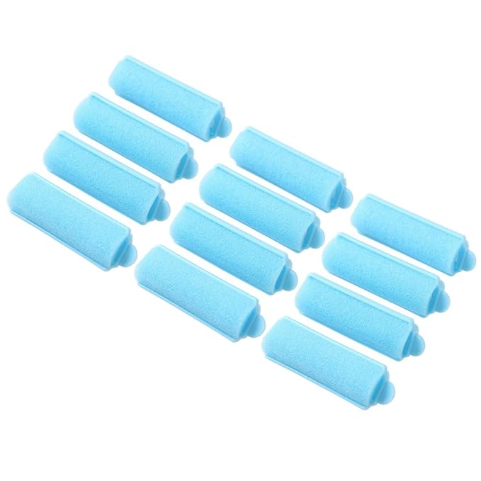 12Pcs Foam Sponge Hair Rollers, Blue Hair Curlers Bouncy Curls Style Tools Accessories-GlimoraGlow