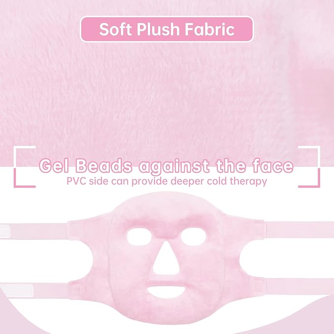 Ice Face Mask Reusable and Cold Gel Eye Mask for Puffiness/Dark Circles/Eye Bags/Dry Eyes/Headaches/Migraines/Stress Relief,Ice Pack for Eyes & Face (Pink)-GlimoraGlow