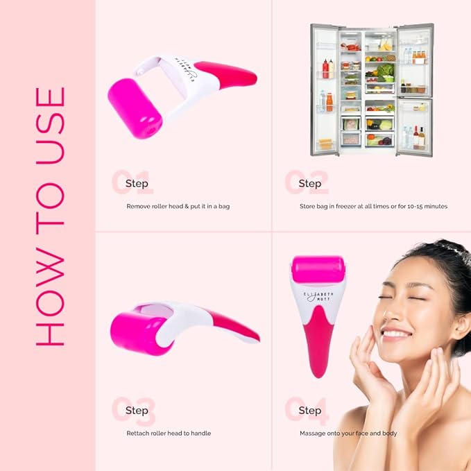Elizabeth Mott Ice Roller for Face & Eyes Cooling Facial Massager to Reduce Puffiness Under-Eye Bags & Swelling Tighten Pores Boost Circulation Soothe Irritation, Numb Pain for Women and Men-GlimoraGlow