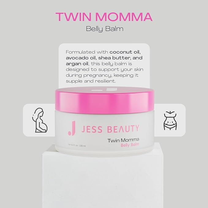 JESS BEAUTY | Twin Momma Belly Balm Lotion Coconut Oil & Avocado Oil | Skin Care Maternity Postpartum Essentials 4.4 fl oz-GlimoraGlow