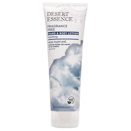Desert Essence Fragrance Free Hand & Body Lotion - 8 Fl Ounce - Soothing - Aloe Vera - Shea Butter - Green Tea - Coconut Oil - Jojoba Oil-GlimoraGlow