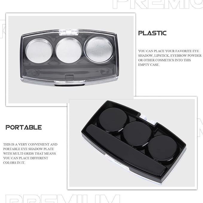 10Pcs Empty Magnetic Eyeshadow Palette Empty Eyeshadow Pans Containers Eyeshadow Palettes 3 Grids Makeup Pans Cosmetic Pans Eyeshadow Makeup Containers for Women Girls-GlimoraGlow