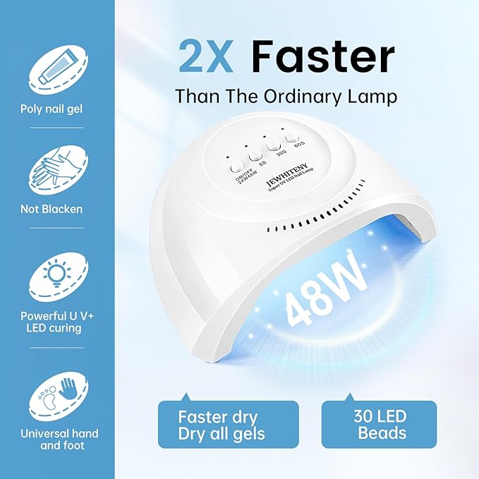 JEWHITENY Poly Nail Gel Kit 14 Colors Purple Nude Grey Black Blue Glitter Tones Starter Kit with UV Lamp Matte & Glossy Top & Base Coat All-in-One Designs DIY At Home-GlimoraGlow