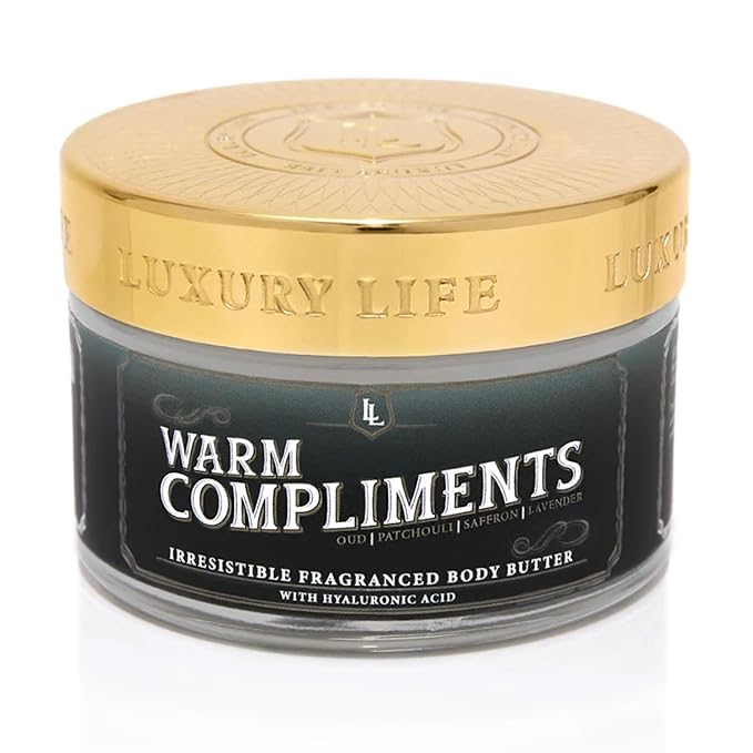 LUXURY LIFE Bed Butter - Scented, Luxurious Body Butter With All-Natural Hyaluronic Acid For Soft, Glowing, Hydrated Skin - For Men & Women - For All Skin Types - Warm Compliments Scent, 5 oz-GlimoraGlow