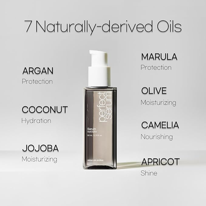 Mise En Scene Perfect Watery Serum for Hair Moisturizing - Korean Hair Argan Oils, Hair Essence for Hydrating with Citrus Scent, Derma Test Completed, 2.70 fl. Oz-GlimoraGlow