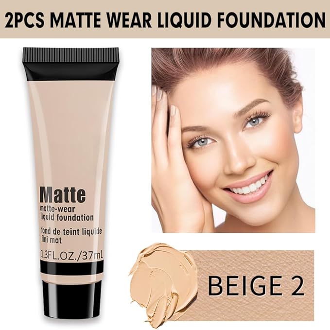 1 Pack Matte Oil Free Concealer Foundation Cream,Professional Make-up Base Facial Matte Full Coverage Liquid Concealer Hide Foundation Primer Makeup Repair Kit.(BEIGE 5#)-GlimoraGlow