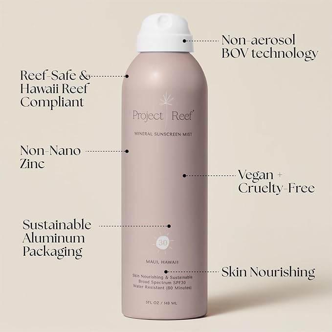 SPF 30 Mineral Sunscreen Spray - Non-Aerosol, Reef Safe, Zinc Sun Block w/ Natural Ingredients, No White Cast Sunscreen for All Skin Types-GlimoraGlow