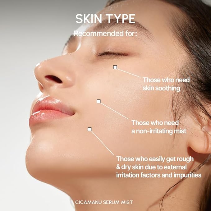 Parnell Cicamanu Serum Mist - Centella Asiatica, Hyaluronic Acid, Ceramide, LHA, Balancing Oil, Moisturizing and Soothing for Radiant Skin (1.69 Fl Oz / 50ml)-GlimoraGlow
