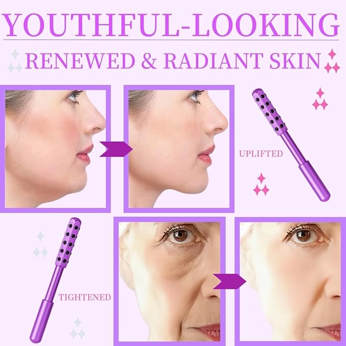 KOTOMI Radiance Beauty Roller,Up Lifting Facial Massage Roller, 30 Germanium Stone Face Sculpting Tool, Facial Roller for Face Beauty Massage, Helps Blood Circulation, Reduces Puffiness-GlimoraGlow