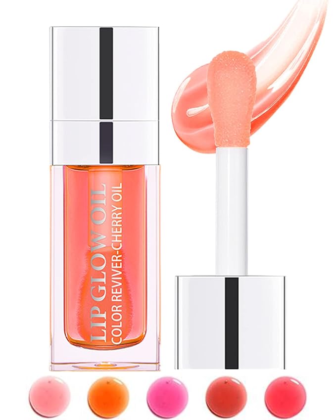 Hydrating Plumping Lip Glow Oil,Tinted Lip Gloss,Transparent Toot Lip Oil,Long Lasting Moisturizing Clear Glow Reviver Lip Oil for Lip Care Dry Lips,Women's Day Makeup Gift for Women(#001 Pink)-GlimoraGlow