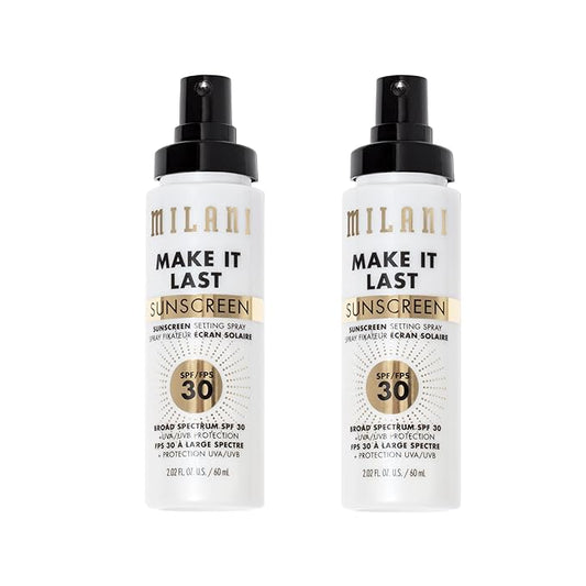 Milani Make It Last Sunscreen - Sunscreen Setting Spray with SPF 30 - Makeup Primer and Setting Spray with SPF30 Sunscreen, Long Lasting Makeup Finishing Spray - 2 Pack-GlimoraGlow