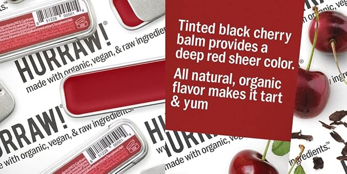 Hurraw! Black Cherry Tinted, Unscented, Moon Night Treatment Lip Balm Slim Slider Tins, 3 Pack Bundle: Organic, Certified Vegan and Cruelty Free All Natural. Bee, Shea, Soy & Palm Free. Made in USA-GlimoraGlow