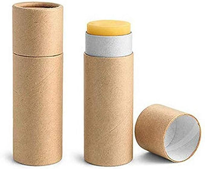 10 Pcs 1oz Cardboard Lip Balm Tubes Kraft Paper Lipstick Tube Empty Lip Gloss Containers Refillable Chapstick Container Round Paper Solid Tube for DIY Cosmetic Samples Lotion Deodorant,Brown-GlimoraGlow