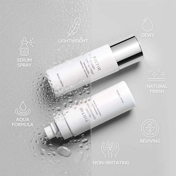 TIRTIR Glossy Coating Mist 3.38 fl. oz, Illuminating Polyglutamic Acid Face Mist for Fresh, Glowing Skin,Cooling, Soothing, Makeup Prep Spray-GlimoraGlow